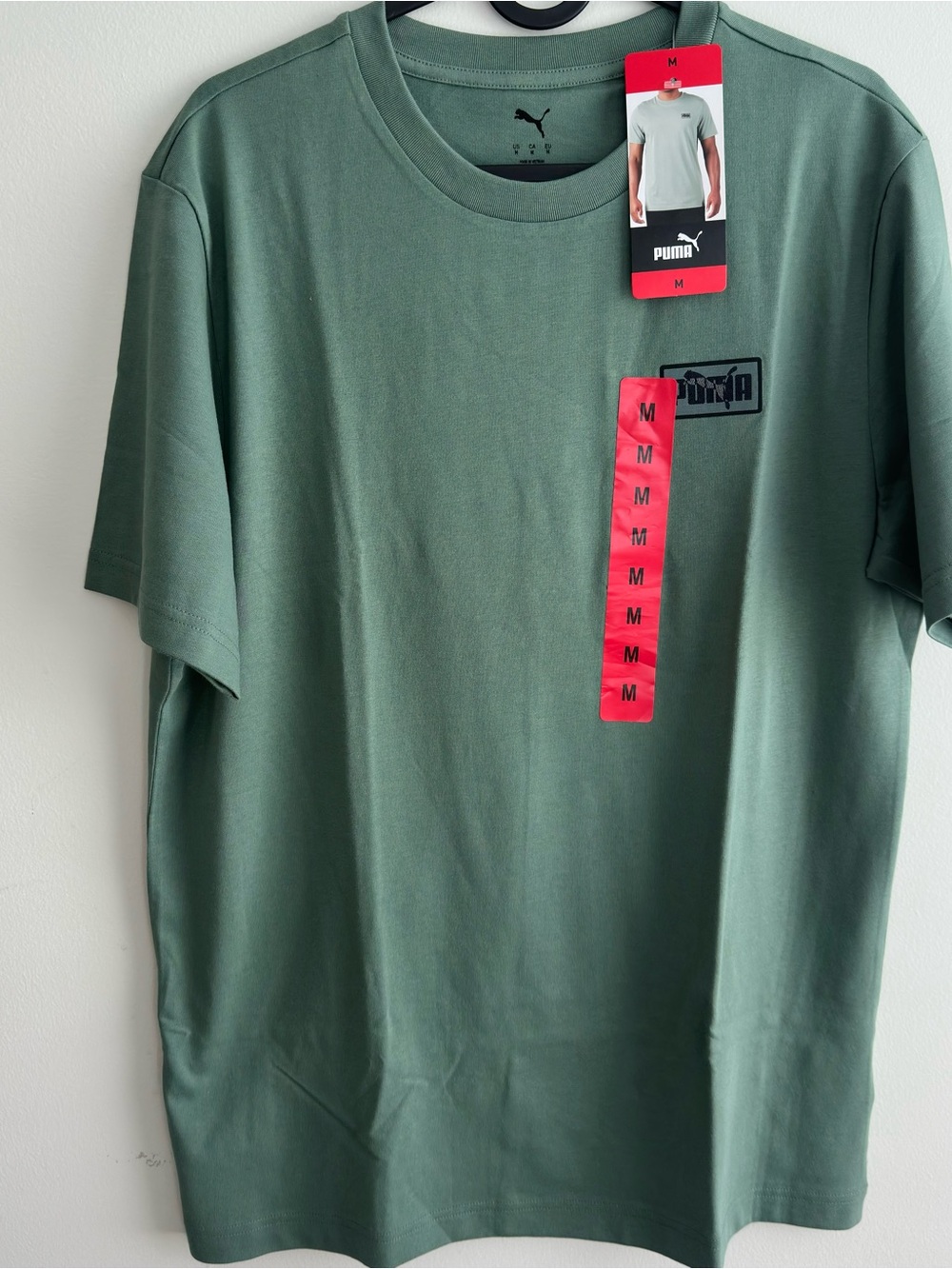 Puma NWT Men’s Crew Neck T-Shirt - Olive Green with Black Logo Size Medium